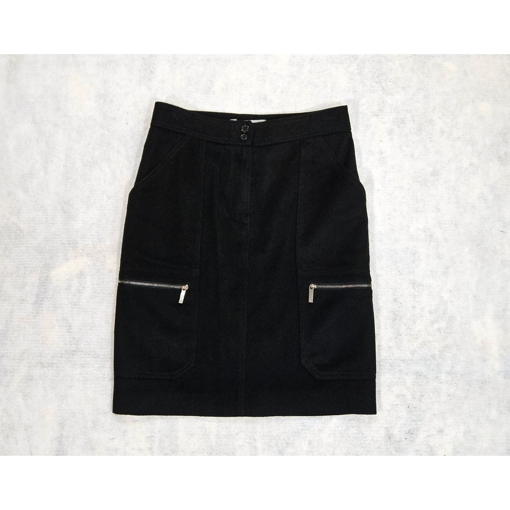Max Mara Skirt Sz 4 Black Wool Angora Cargo Shirt‎ Office Made in Italy Pockets